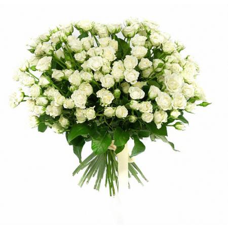 Букет 51 роза кустовая «Сноуфлейк» 50 см